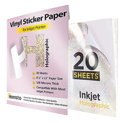 Holographic Dots Vinyl Stickier Paper for Inkjet Printers - 20 Sheets
