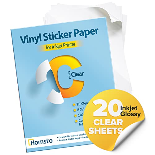 Clear Vinyl Stickier Paper for Inkjet Printers - 20 Sheets