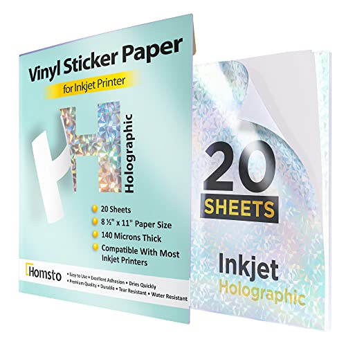 Holographic Crystals Vinyl Stickier Paper for Inkjet Printers - 20 Sheets