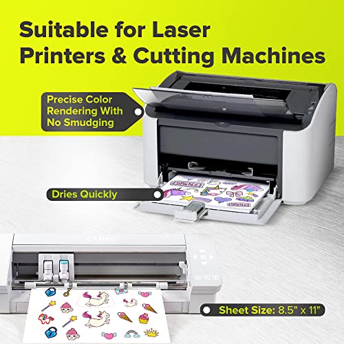 Matte Vinyl Stickier Paper for Laser Printers - 20 Sheets